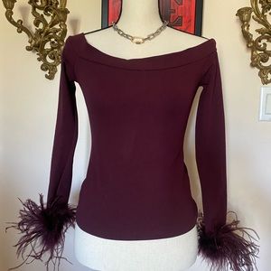 🔥Off shoulder ostrich feather top🔥